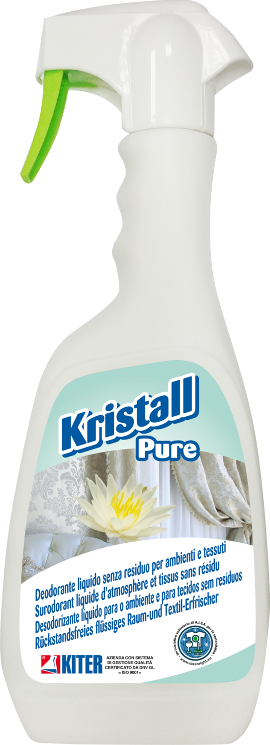 KRISTALL PURE ist ein professionelles hochkonzentriertes Deo welches im Gegensatz zu den üblichen Deodorants, völlig rückstandslos ist Oberflächen, Fußböden und Textilien sind nach der Behandlung frei
