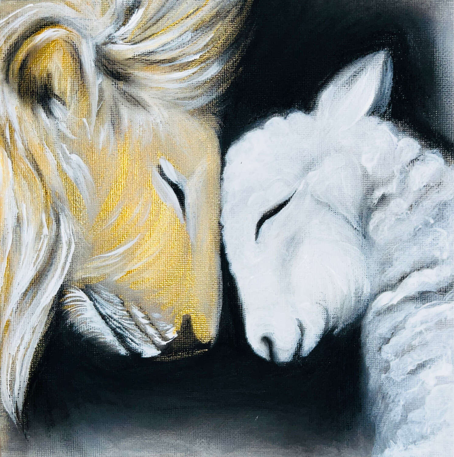 The Lion &amp; The Lamb 20cm X 20cm