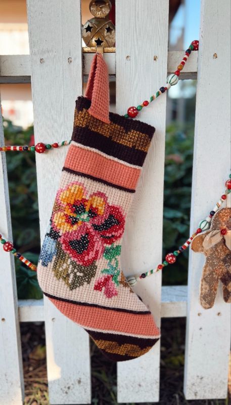 Needlepoint Floral Stocking