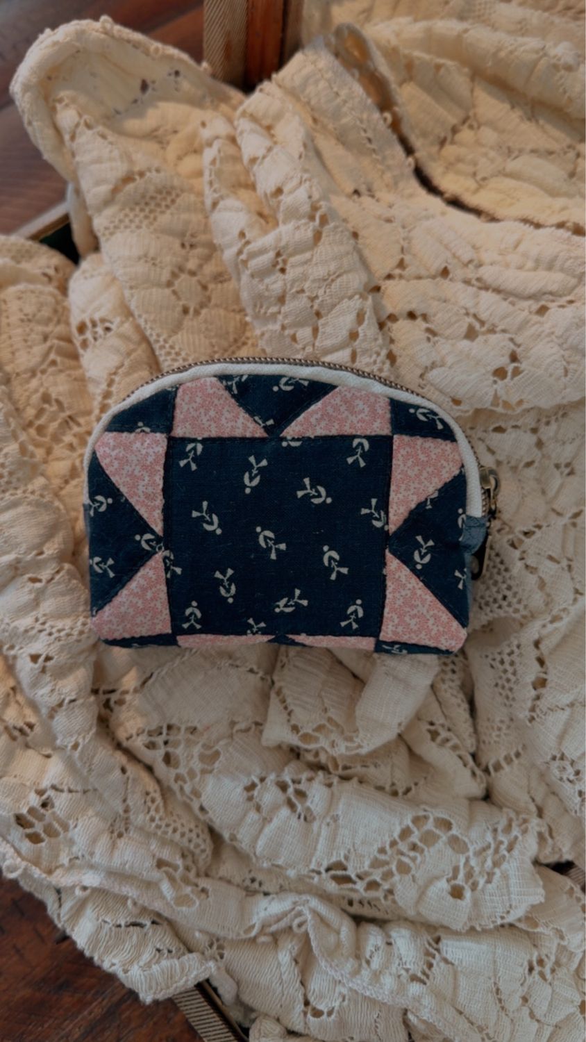 Vintage Pink + Indigo Coin Purse