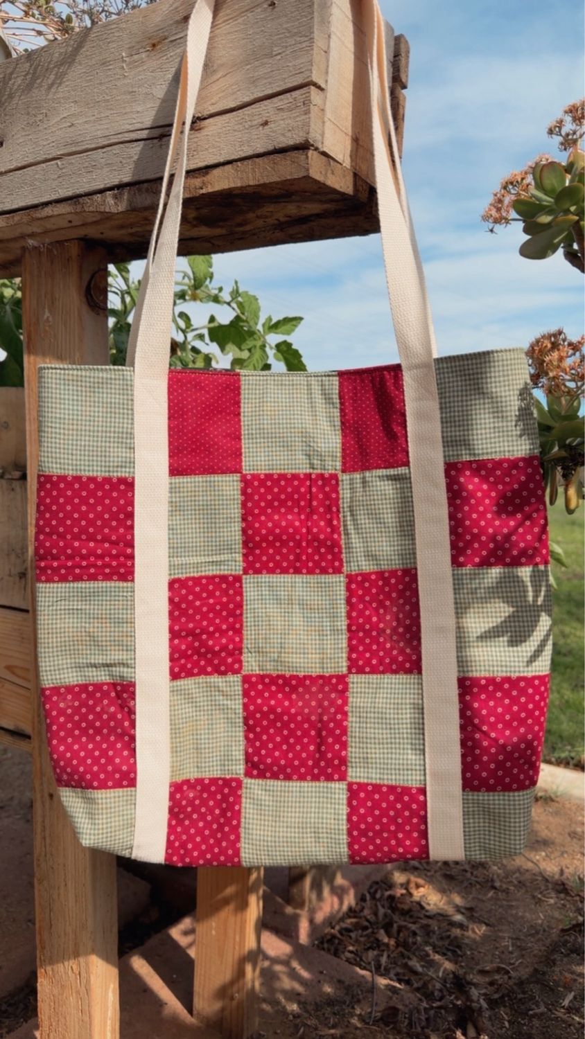 Antique Tote In Crimson + Green