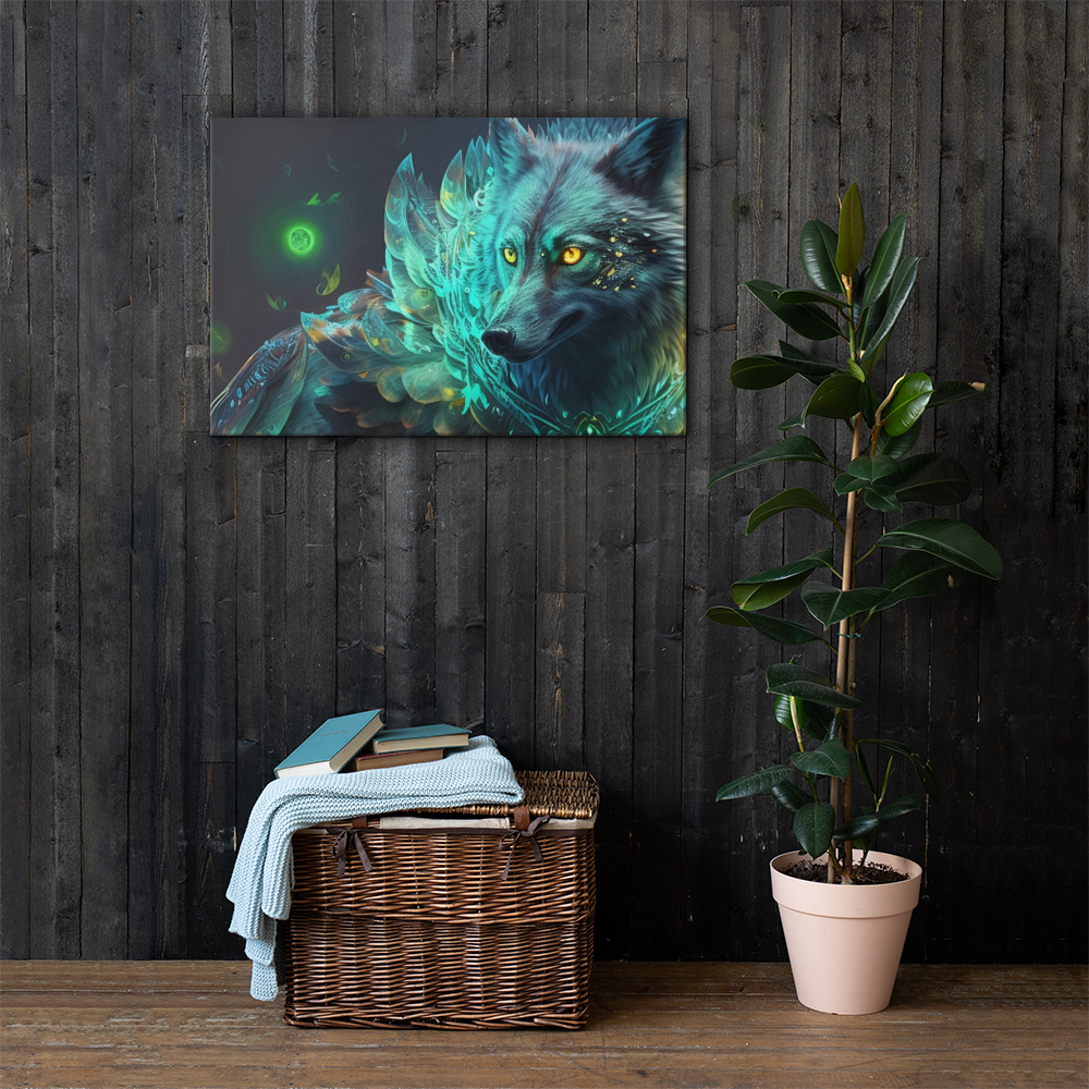 Krafttier Wolf, ausgefallenes Wandbild für dein Wohnzimmer