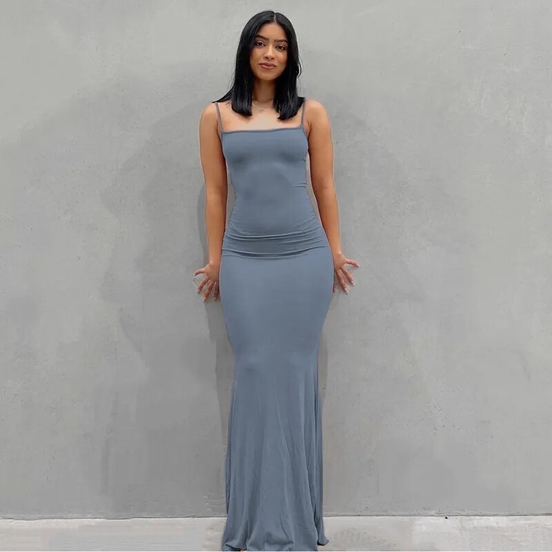 Womens Satin slip sleeveless maxi dress