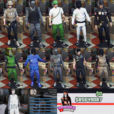 MALE TRYHARD ACCOUNT: MODDED OUTFITS, RARE ACCESOIRES, LEVEL 182, MAX STATS, 85 MILL, PROPERTIES, MODDED CARS