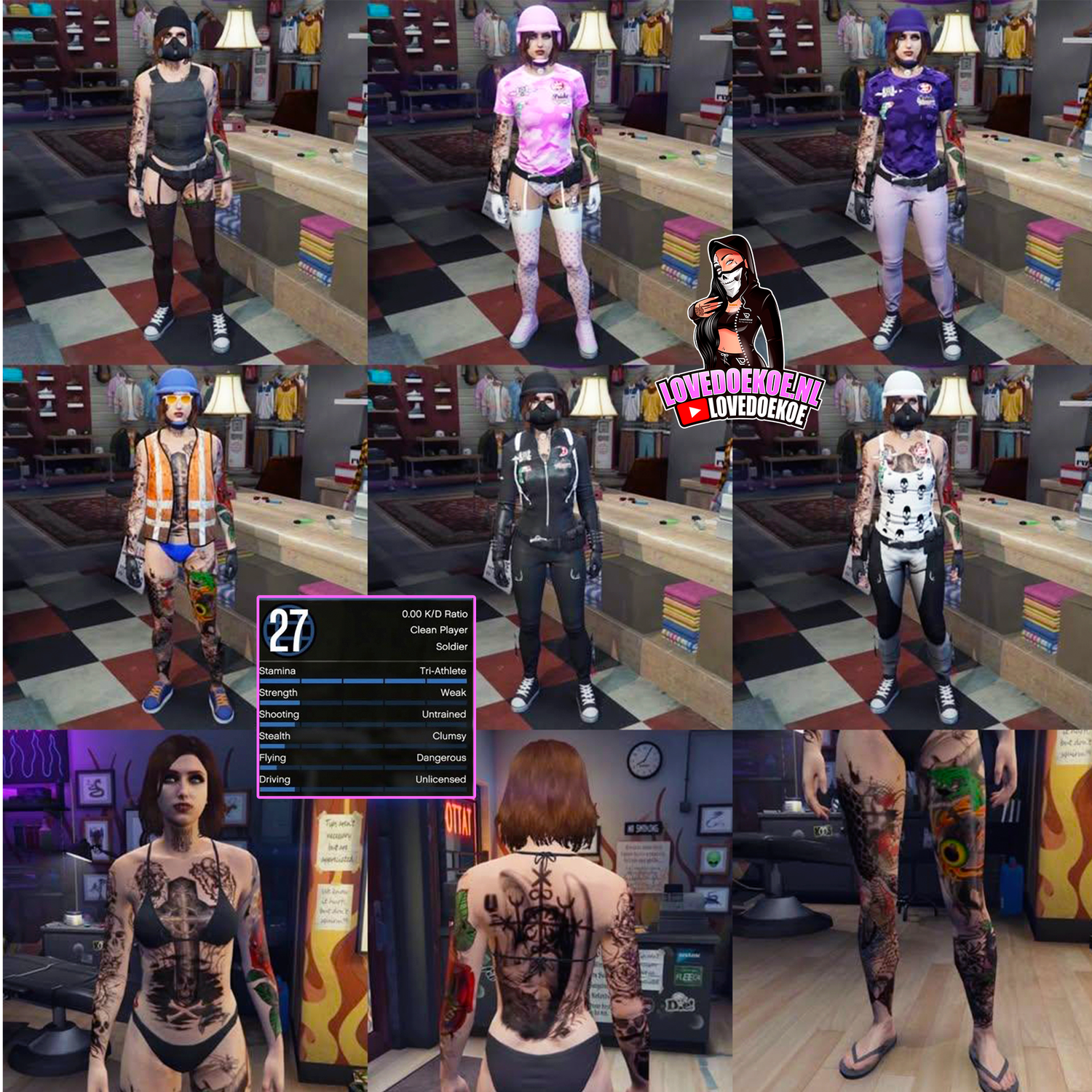 HANDMADE FEMALE STARTER ACCOUNT: LEVEL 27, MODDED OUTFITS, STACKED TATTOOS, CLEAN K/D, PRETTY FACE CREATION