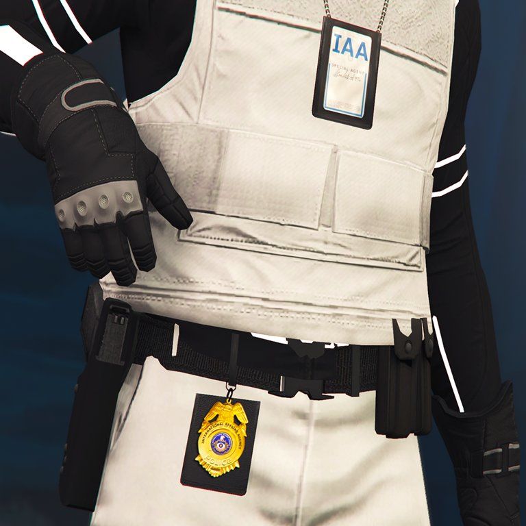 MALE GUN BELT, IAA BADGES &amp; PRISON CUFFS