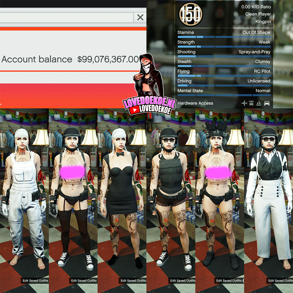 HANDMADE FEMALE FAST RUN ACCOUNT: LEVEL 150, 99 MILL, MODDED OUTFITS, CLEAN K/D, PRETTY FACE CREATION