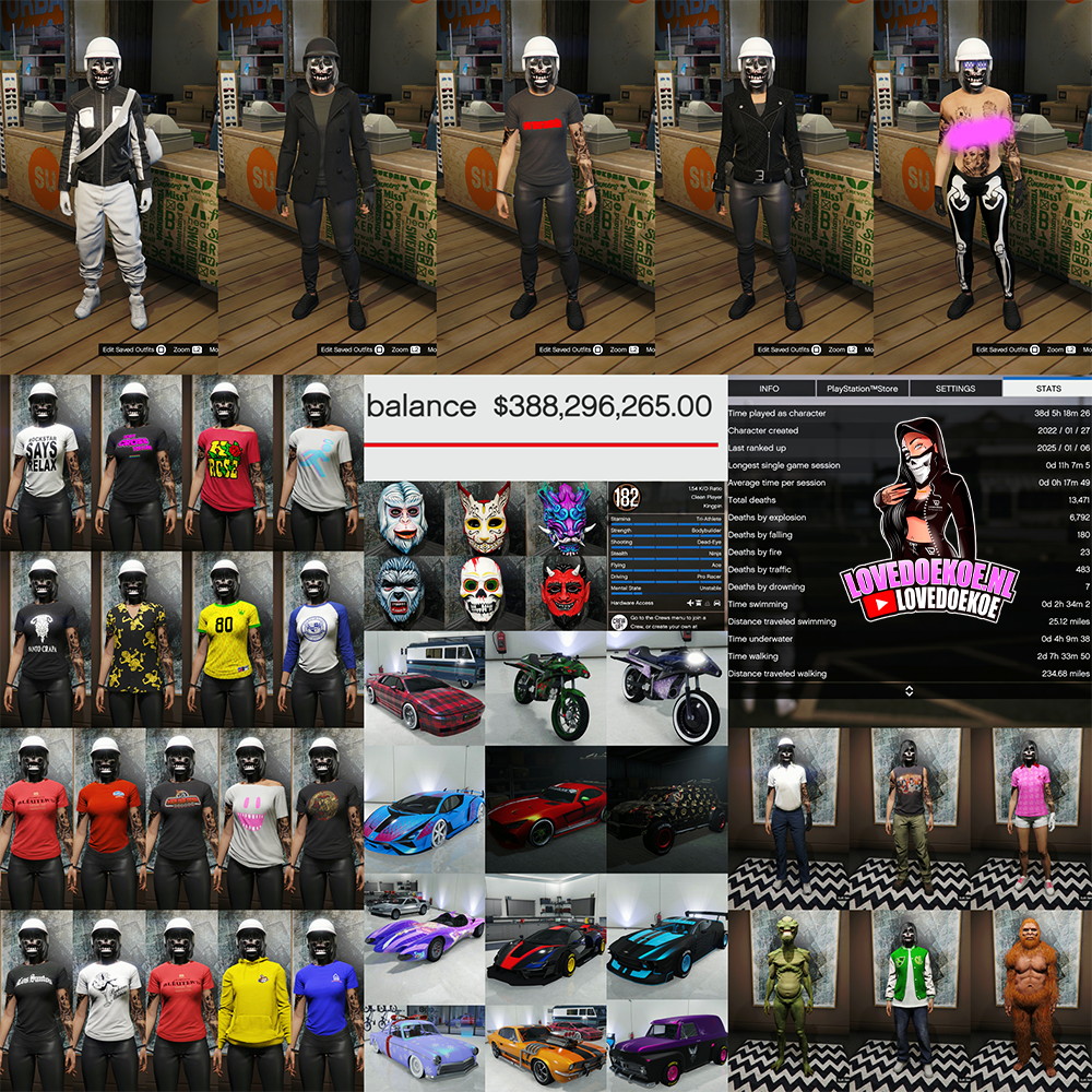 🔥 Stacked GTA 5 Female Account | Halloween Facepaints | 388M | Lost Slamvan | Clean &amp; Legit
