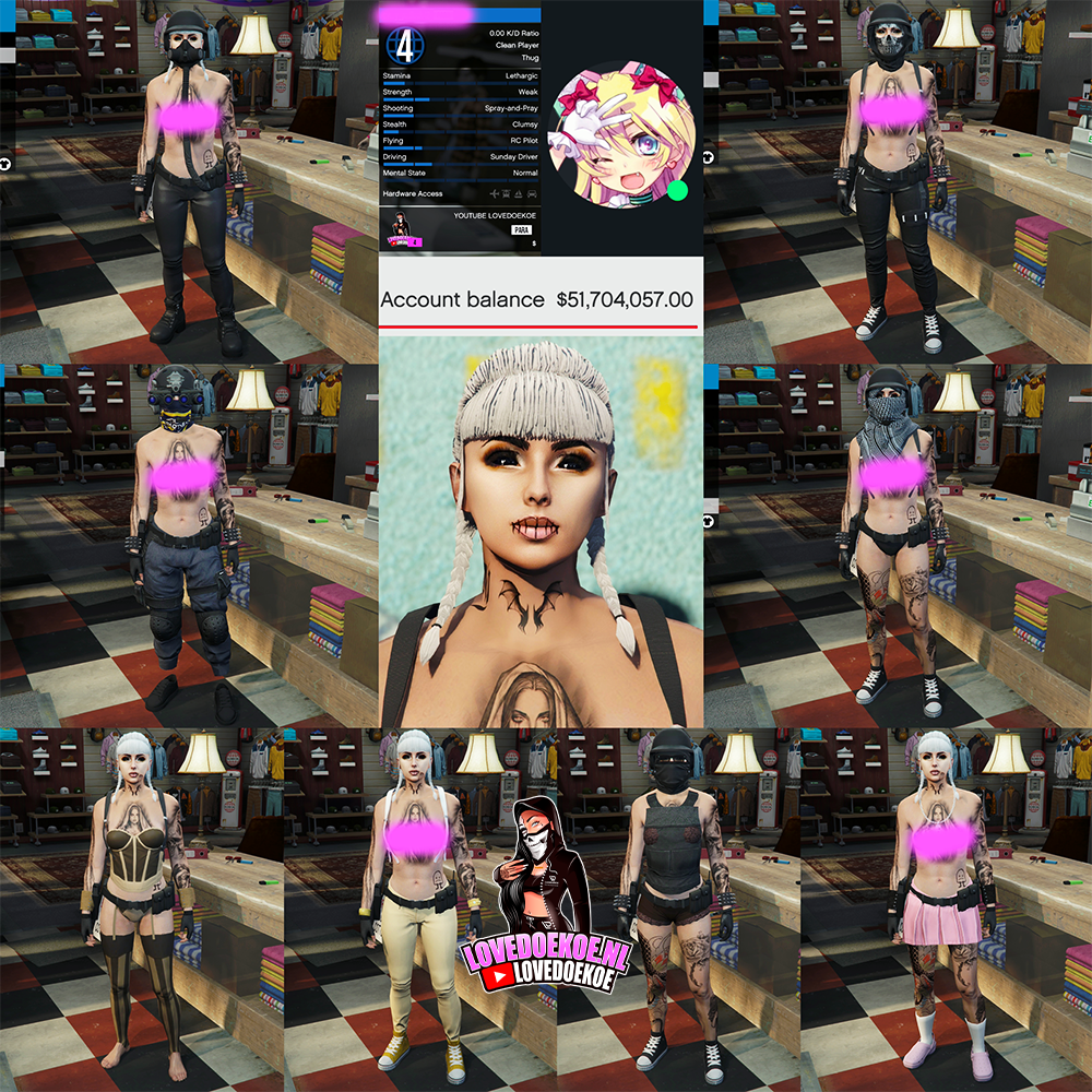 🔥💃 Female PS5 GTA 5 Account | Lvl 4 🆓 Name Change | ✅ Clean K/D | 👩✨ Face + 🖤 Tattoos | 👗 Modded Fits | 💰 $51M | 🖼️ Special Avatar | 🧼 Fresh &amp; Legit 🔥