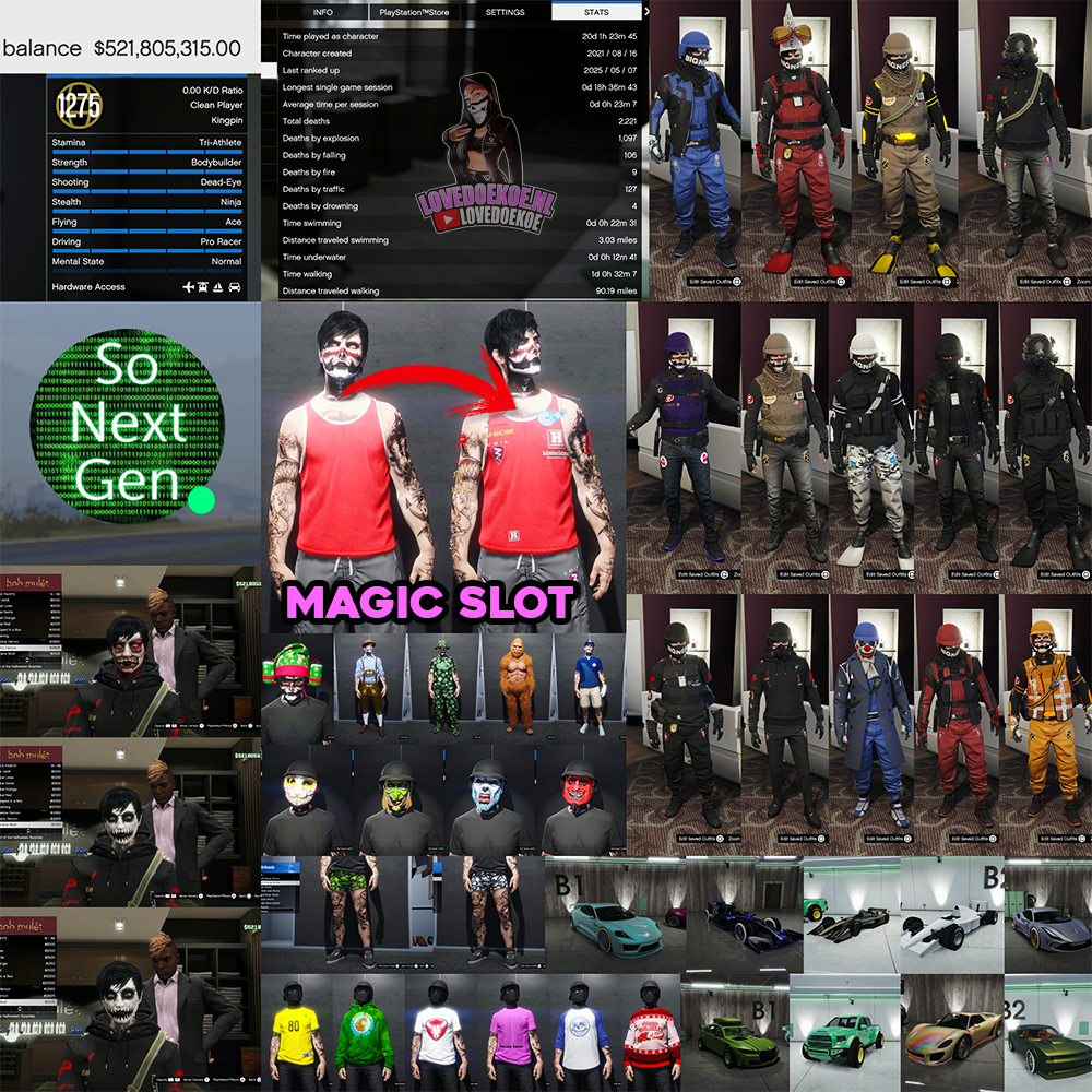 🎮 PS5 DUNCE Male Account | 💯 Lvl 1275 &gt; MAGIC SLOT &gt; Max Stats | 💰 519M Pure Cash | 🎩 Dunce Hat + 🎒 OG Duffelbag | 👕 Ultra Rare Modded Outfits | 🏎️ Jets, Cars, Properties &amp; More