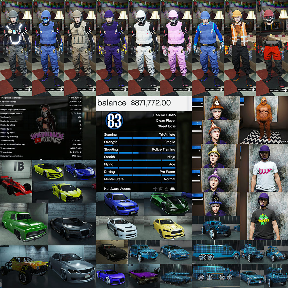 🎮 Male Account | Level 83 | Modded Outfits, Modded Cars &amp; Rare Accessories ⚡🚀