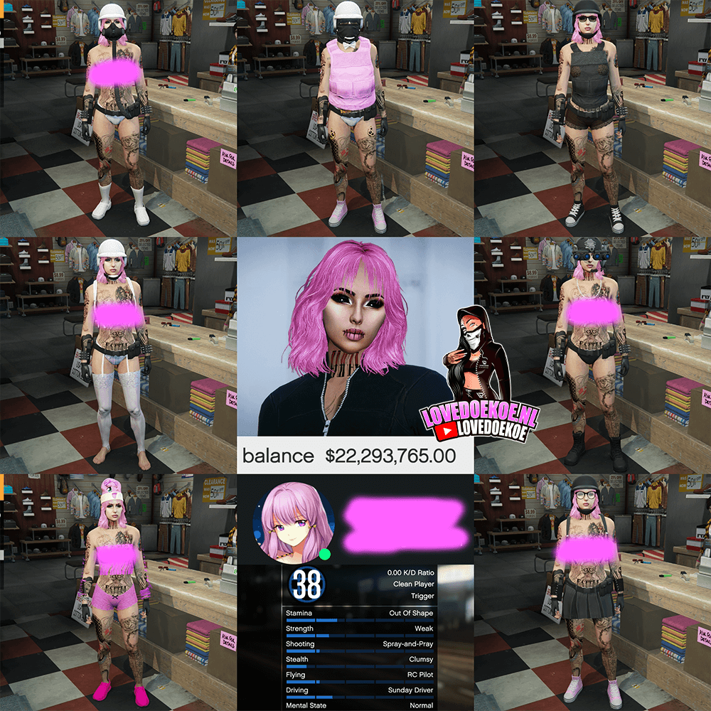 Female Account: Level 38 &gt; 22 Mill Cash, Modded Outfits &amp; Accesoires, Special Avatar 👑