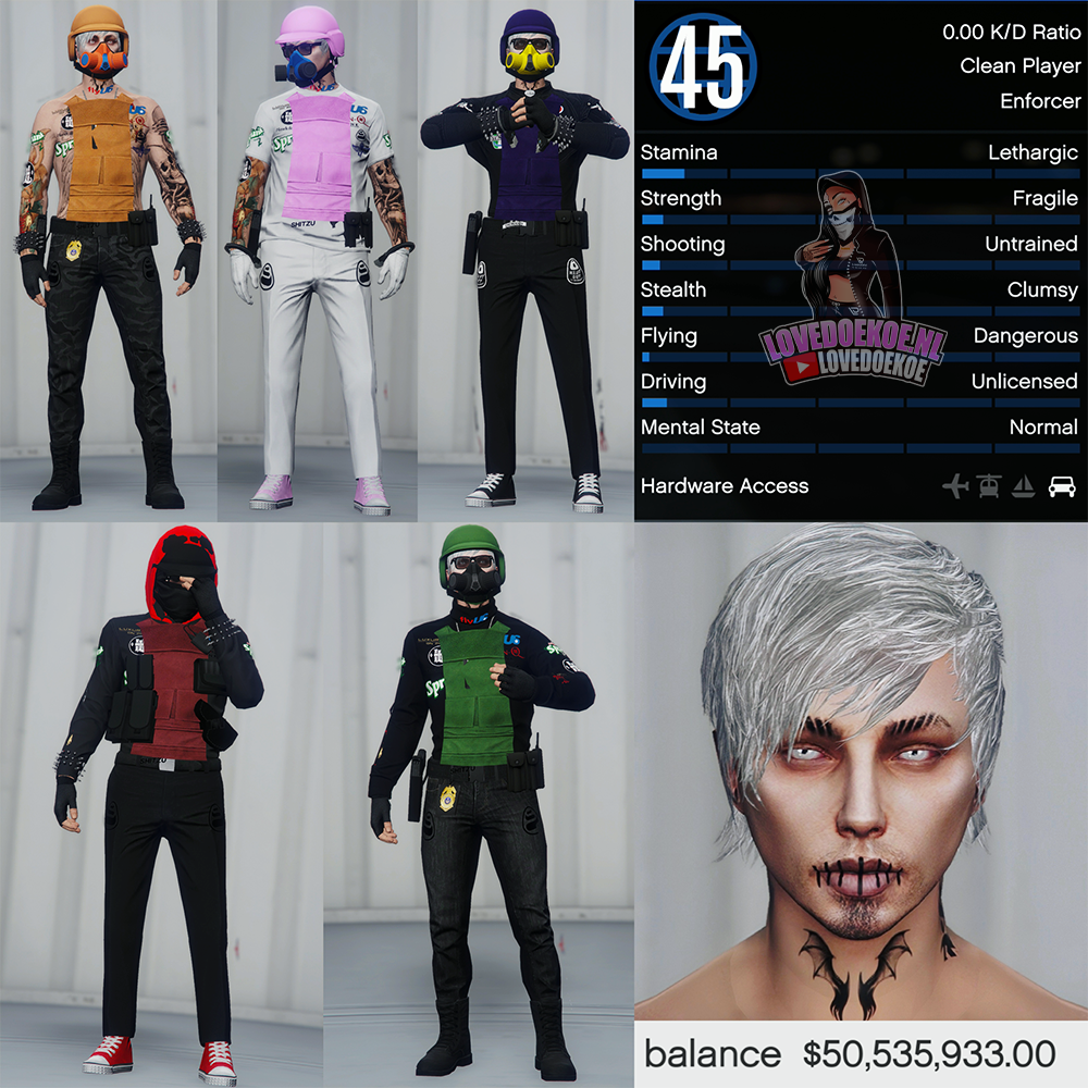 HANDMADE MALE ACCOUNT: LEVEL 45, MODDED OUTFITS, TRYHARD FACE CREATION