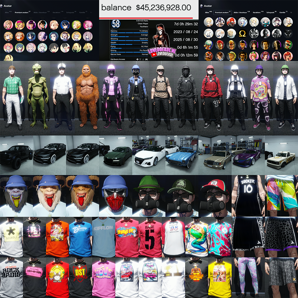 Male 2023 Account 🎮 | Lvl 58 • 💰45M Cash • 🚗 Deluxos • 🛥️ Yacht • ⭐ Special Unlocks • 👤 57+ Premium Avatars | ✨ Clean &amp; Legit