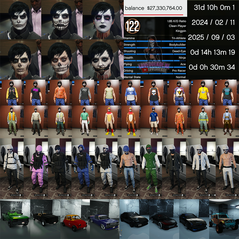🎮 Male Account | 🔥 Level 122 | 💵 $27M | 📊 Max Stats | 😈 Tryhard Face | 👕 Modded Outfits &amp; 🚘 Cars | ⭐ Rare Unlocks