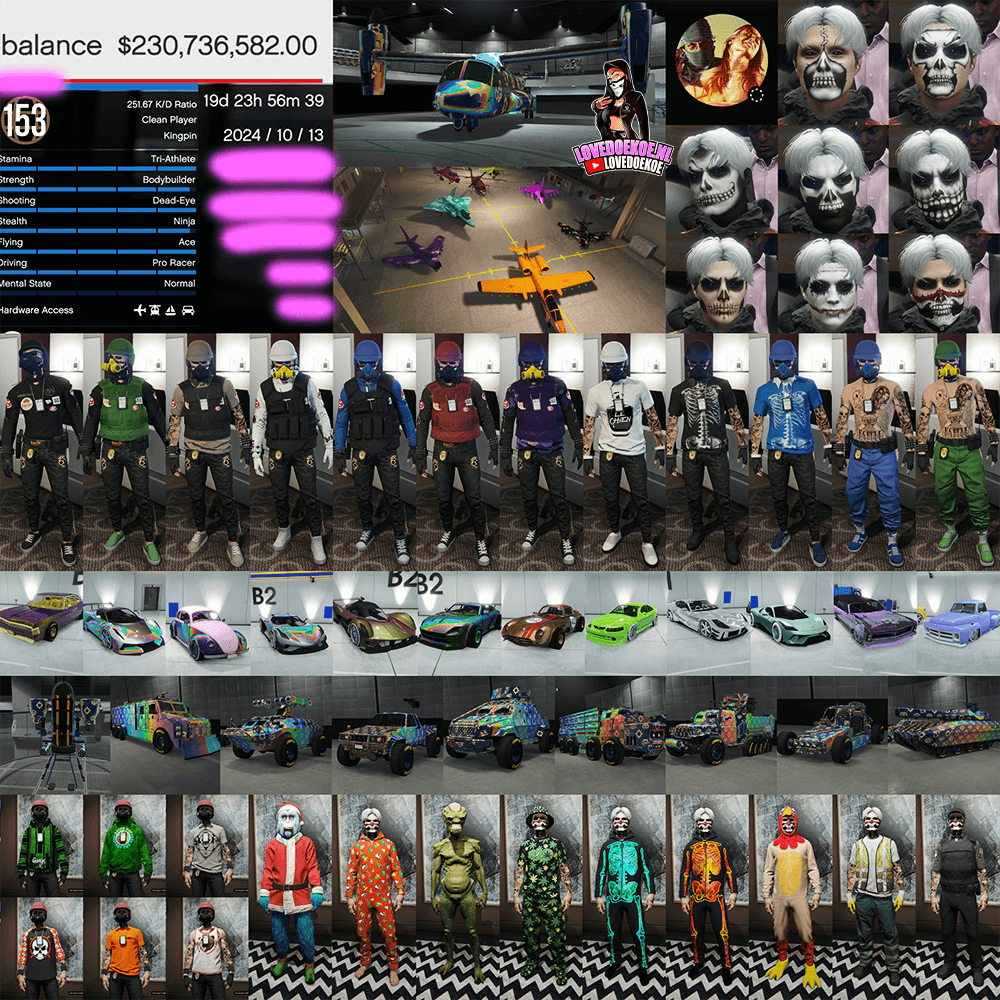 💥 MALE ACCOUNT 💰 LEVEL 153 | 230M CASH | MAX STATS | MODDED CARS &amp; OUTFITS | INSTANT DELIVERY 🔥