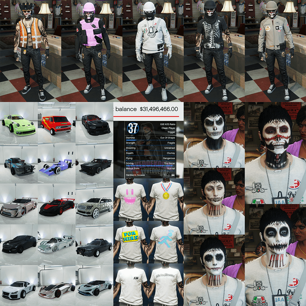 💎 Handmade Male Starter Account | Level 37 | 31M Cash | Modded Outfits + Rare Accessories | Halloween Facepaints, Modded Cars &amp; Unlocks | Instant Delivery 🚀🎮