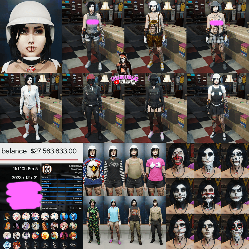 💖 Female Account • Level 133 • 27M Cash • Modded Outfits • Facepaints and MORE🪷