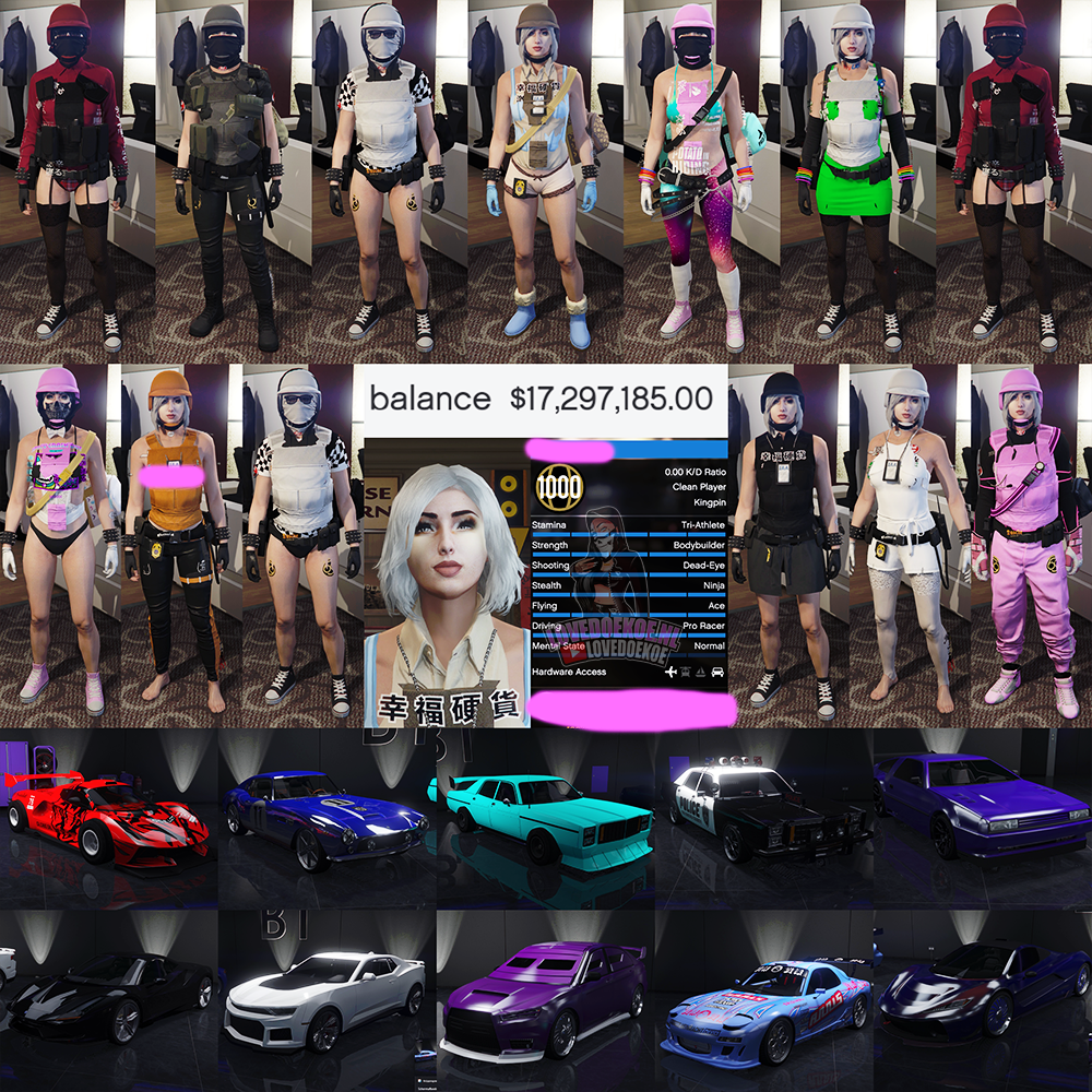 ✨ Level 1000 Female Account:⚡ Fast Run • 💰 17M Cash • 🎯 Modded K/D • 👗 Rare Outfits • 🚗 Modded Cars • 🎃 Facepaints • 🏁 LSCM 1000 • 🔓 All Unlocks • 💎 Fully Stacked &amp; MORE💞