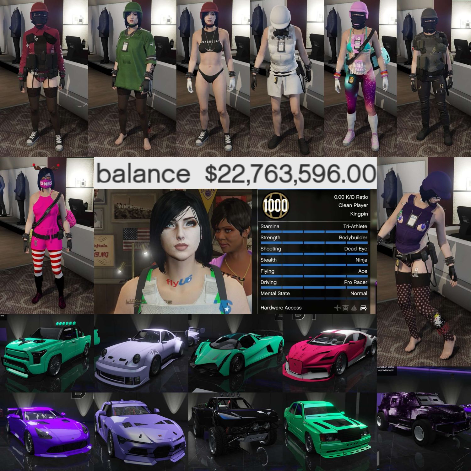 ✨ Level 1000 Female Account:⚡ Fast Run • 💰 22M Cash • 🎯 Clean K/D • 👗 Rare Outfits • 🚗 Modded Cars • 🎃 Facepaints • 🏁 LSCM 1000 • 🔓 All Unlocks • 💎 Fully Stacked &amp; MORE💞