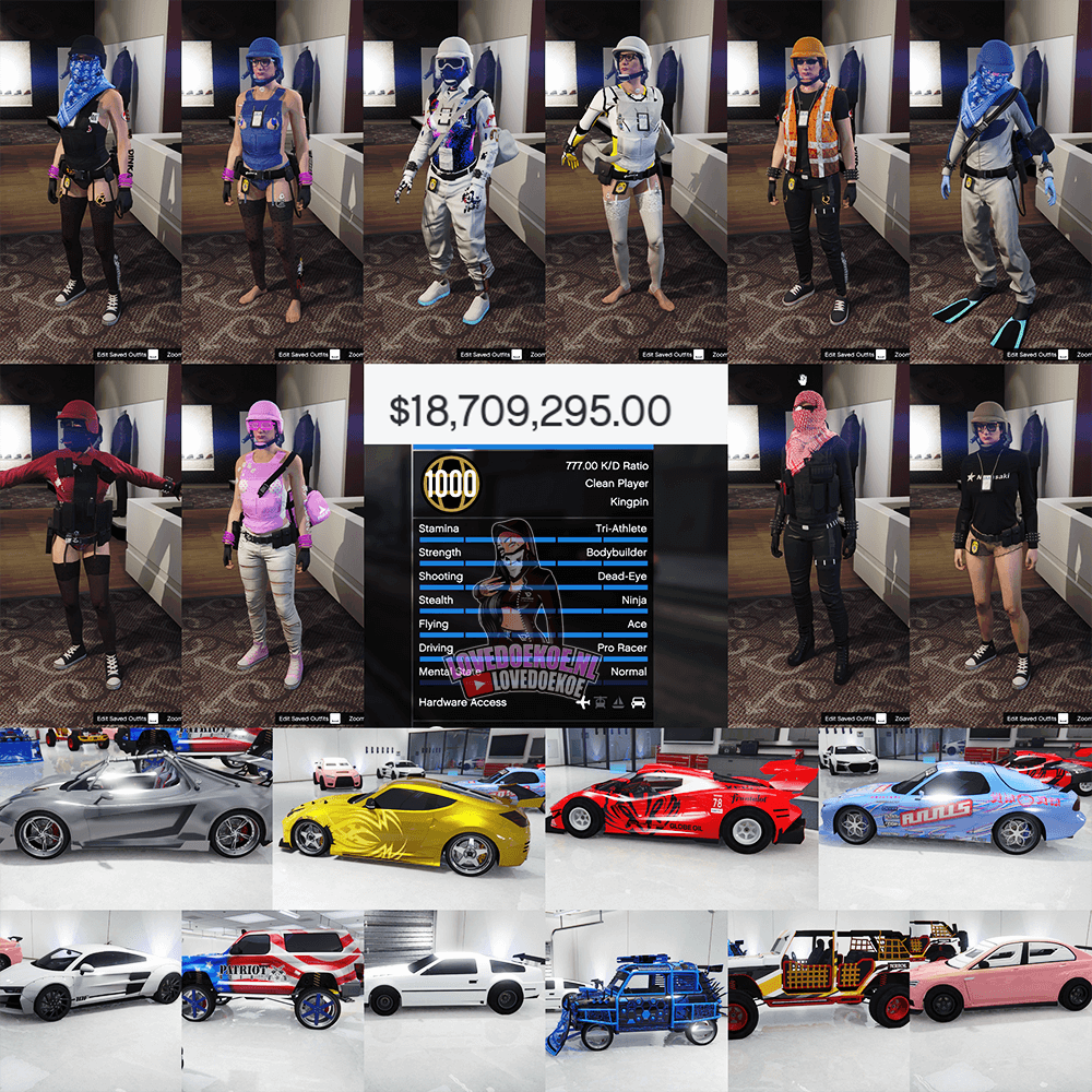 ✨ Level 1000 Female Account:⚡ Fast Run • 💰 18M Cash • 🎯 Modded K/D • 👗 Rare Outfits • 🚗 Modded Cars • 🎃 Facepaints • 🏁 LSCM 1000 • 🔓 All Unlocks • 💎 Fully Stacked &amp; MORE💞