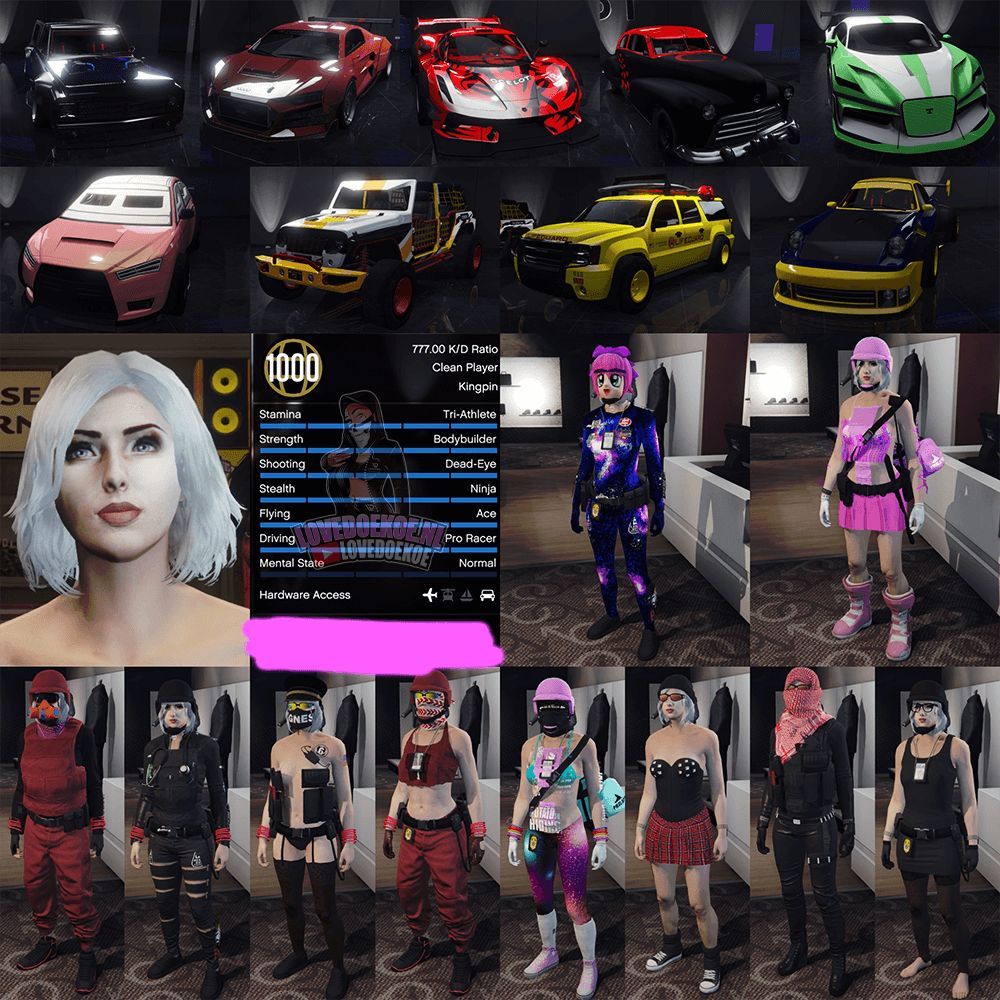 ✨ Level 1000 Female Account:⚡ Fast Run • 💰 17M Cash • 🎯 Clean K/D • 👗 Rare Outfits • 🚗 Modded Cars • 🎃 Facepaints • 🏁 LSCM 1000 • 🔓 All Unlocks • 💎 Fully Stacked &amp; MORE💞