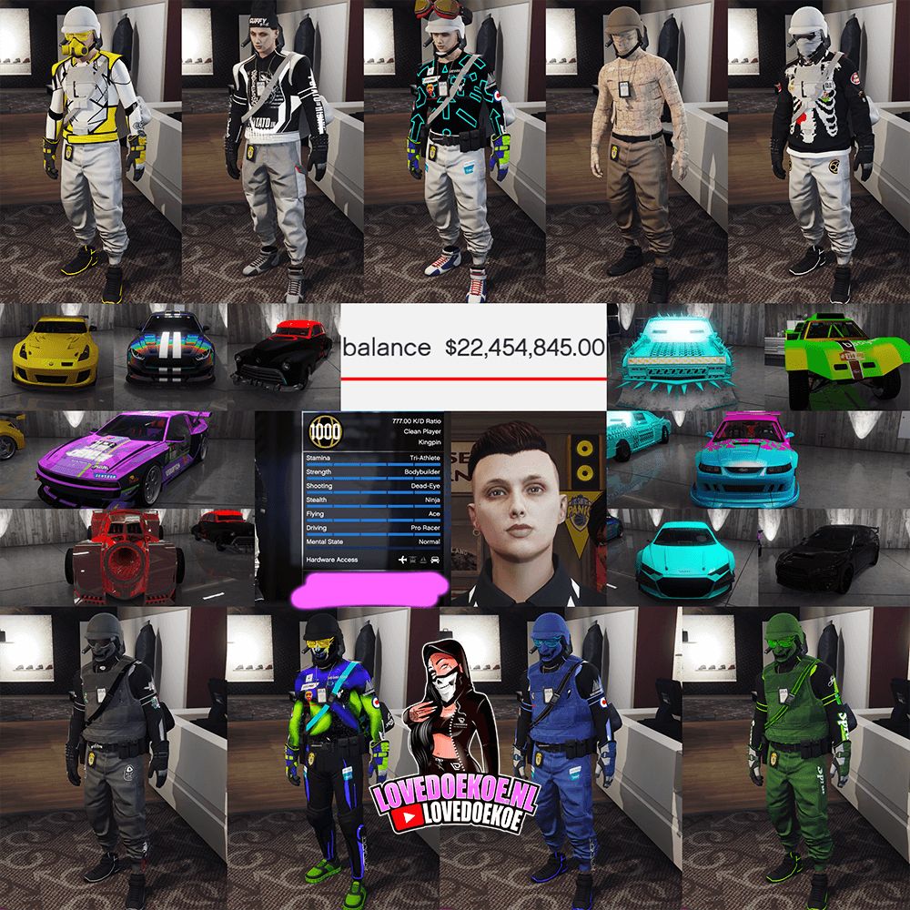 Level 1000 Male Account ⚡ Fast Run | 💰 22M Cash | 🎯 Modded K/D | 👖 Rare Outfits | 🎃 Facepaints | 🏁 LSCM 1000 | 🔓 All Unlocks &amp; MORE👑