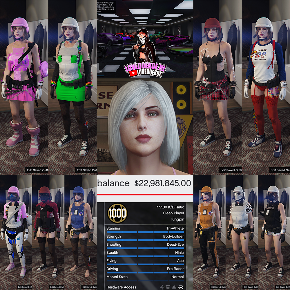 ✨ Level 1000 Female Account:⚡ Fast Run • 💰 22M Cash • 👗 Rare Outfits • 🚗 Modded Cars • 🎃 Facepaints • 🏁 LSCM 1000 • 🔓 All Unlocks • 💎 Fully Stacked &amp; MORE💞