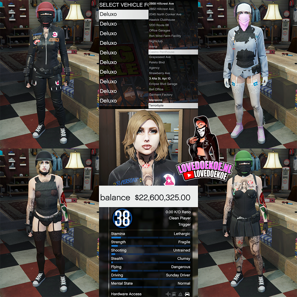 🛠️ Handmade Starter Account | 📊 Level 38 | 💵 100M Cash &amp; Cars | 🏡 Multiple Properties (Mansion, Nightclub, High-End Apartments) | 💗 Aesthetic Character | 👕 Modded Outfits | 🔫 Clean K/D |