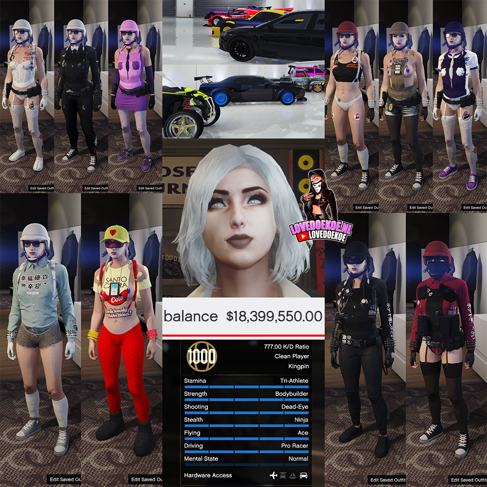 ✨ Level 1000 Female Account:⚡ Fast Run • 💰 18M Cash • 👗 Rare Outfits • 🚗 Modded Cars • 🎃 Facepaints • 🏁 LSCM 1000 • 🔓 All Unlocks • 💎 Fully Stacked &amp; MORE💞