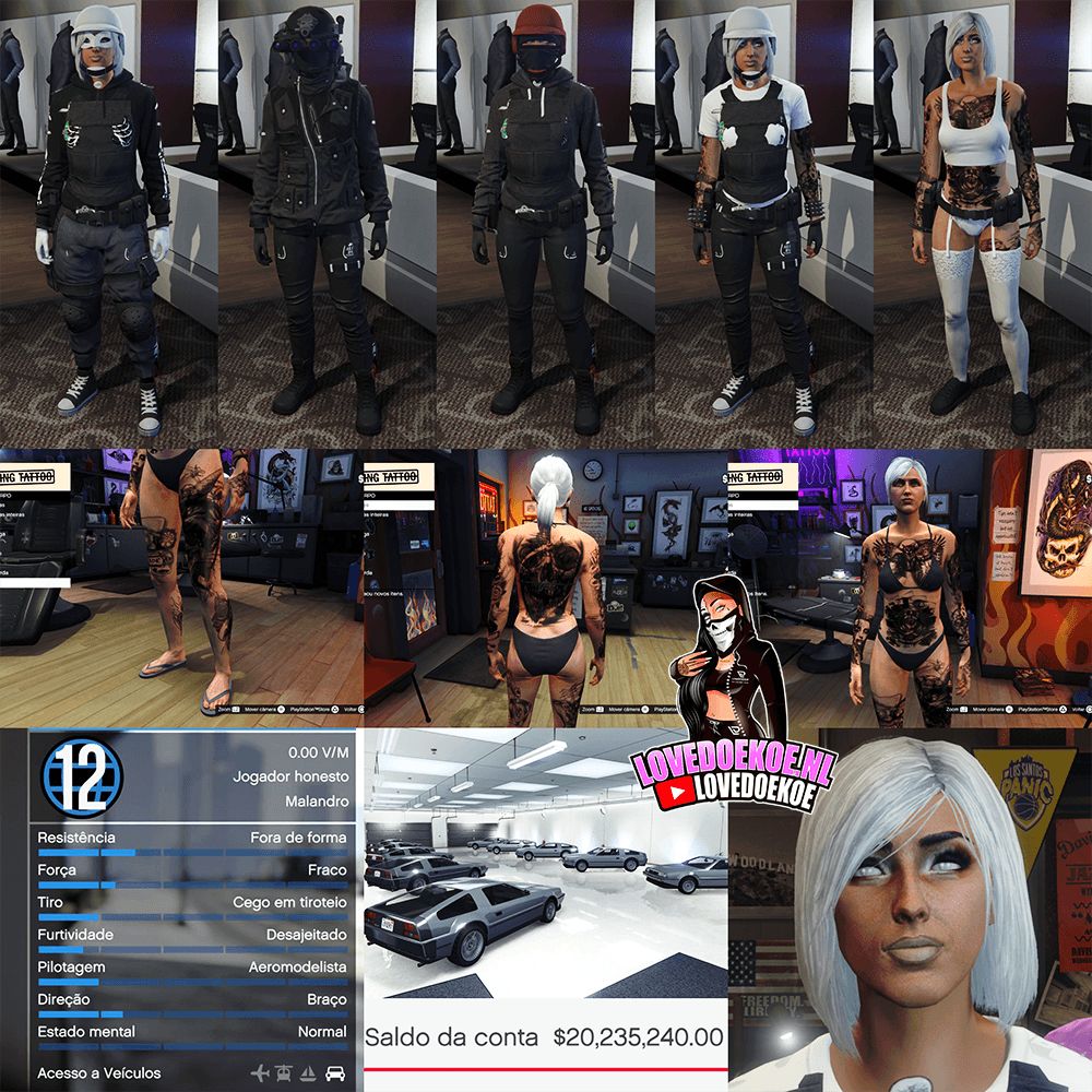 HANDMADE STARTER ACCOUNT 🖤 LEVEL 12 • 20 MILLION &amp; 10 DELUXOS • AESTHETIC CHARACTER • STACKED TATTOOS • MODDED OUTFITS • CLEAN K/D