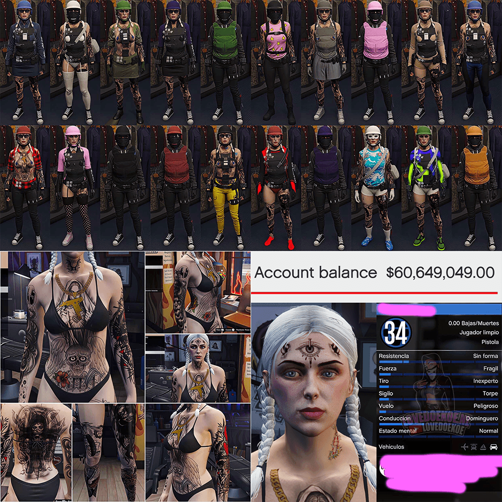 HANDMADE BABY ACCOUNT👼🏻🖤 LEVEL 34 • 60 MILLION PURE CASH • PRETTY FACE • 20 MODDED OUTFITS • MODDED ACCESSORIES • STACKED TATTOOS • CLEAN K/D