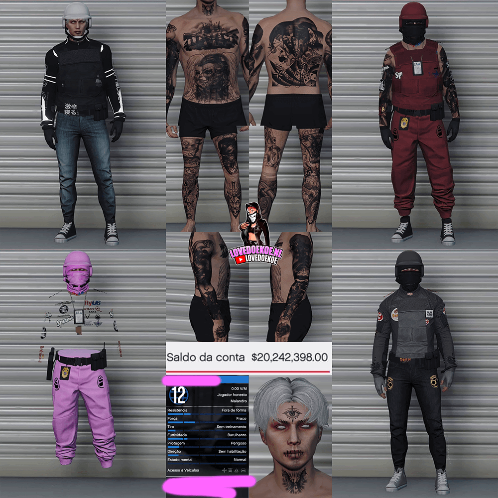 HANDMADE STARTER ACCOUNT 🖤 LEVEL 12 • 20 MILLION • AESTHETIC CHARACTER • STACKED TATTOOS • MODDED OUTFITS • CLEAN K/D