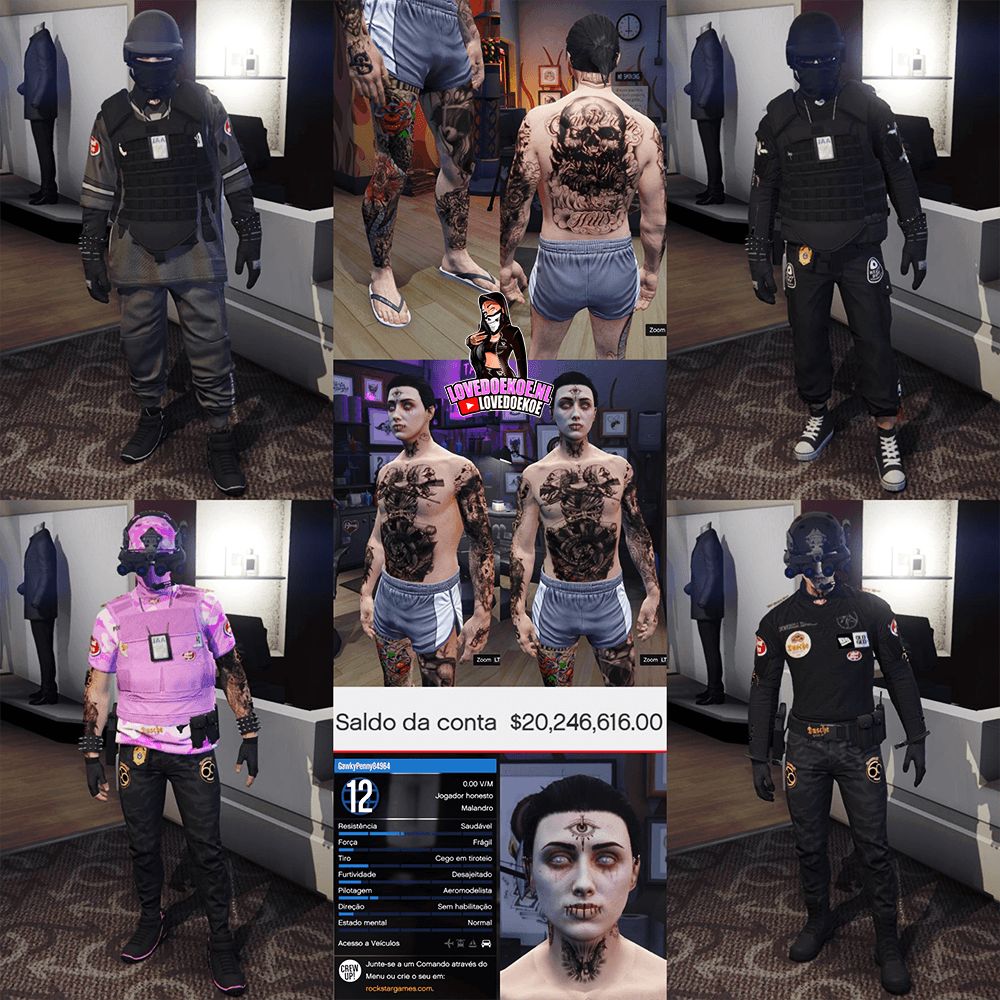 HANDMADE STARTER ACCOUNT 🖤 LEVEL 12 • 20 MILLION • AESTHETIC CHARACTER • STACKED TATTOOS • MODDED OUTFITS • CLEAN K/D