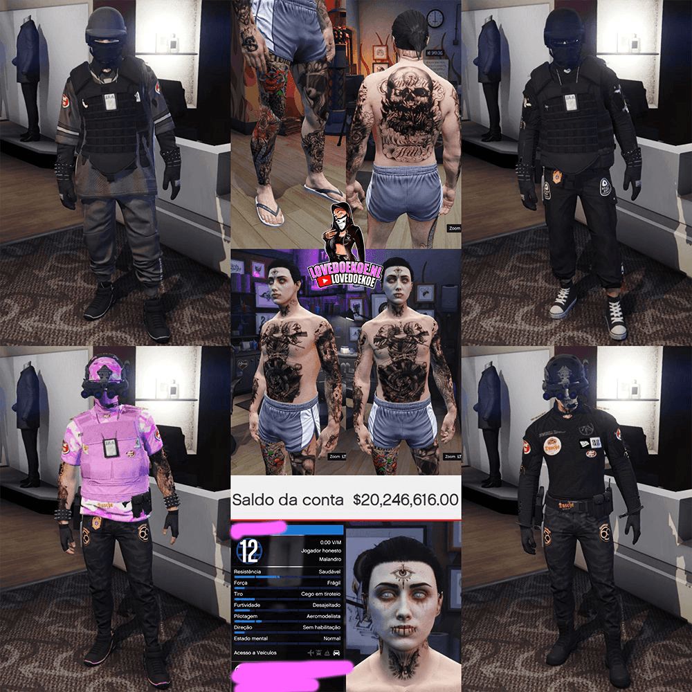 HANDMADE STARTER ACCOUNT 🖤 LEVEL 12 • 20 MILLION • AESTHETIC CHARACTER • STACKED TATTOOS • MODDED OUTFITS • CLEAN K/D