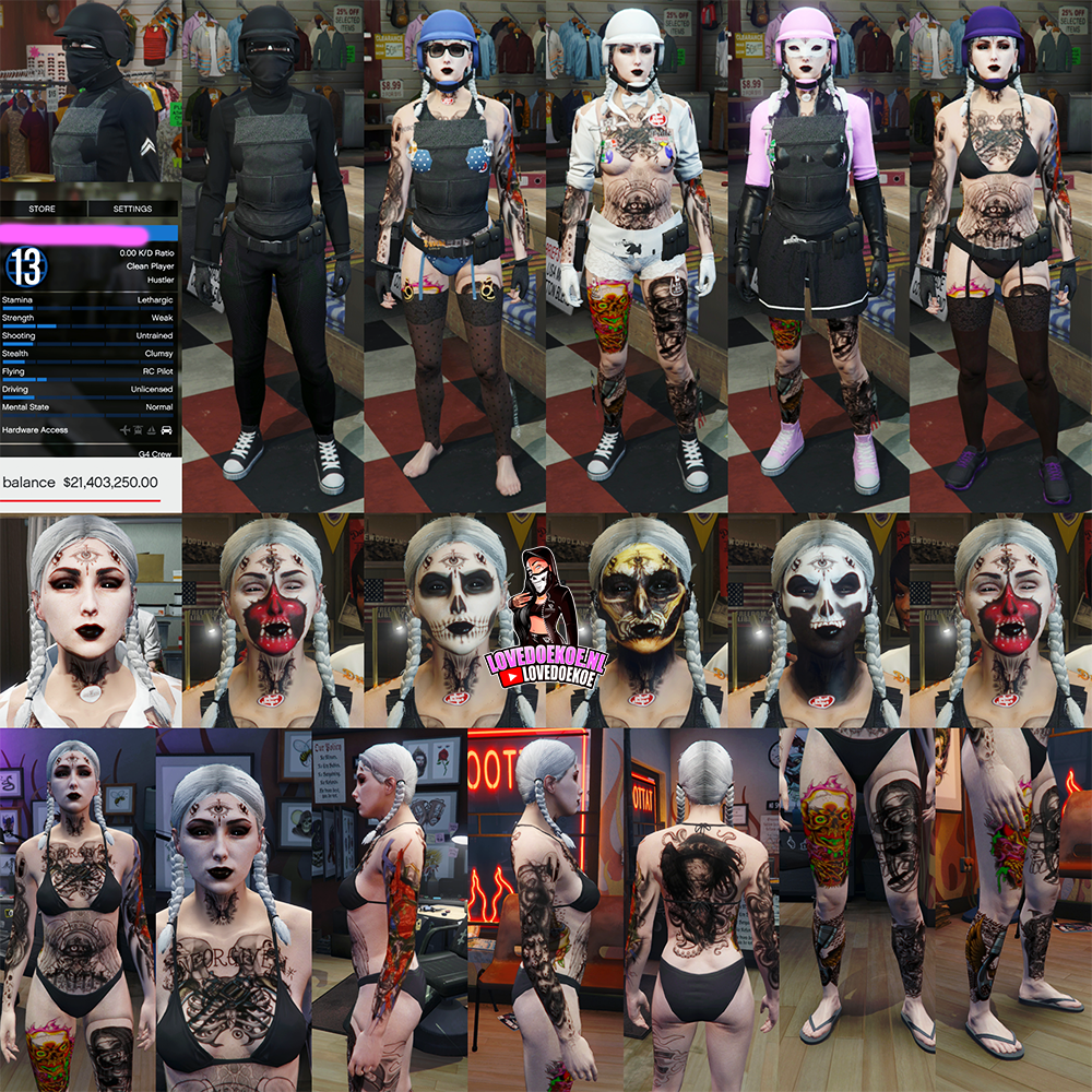 HANDMADE STARTER ACCOUNT🖤 LEVEL 12 • 21 MILLION • AESTHETIC CHARACTER • STACKED TATTOOS • MODDED OUTFITS • HALLOWEEN FACEPAINTS • CLEAN K/D