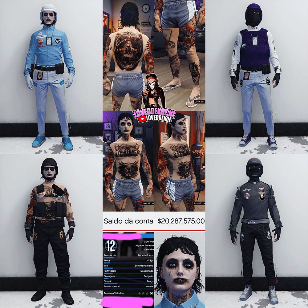 HANDMADE STARTER ACCOUNT 🖤 LEVEL 12 • 20 MILLION • AESTHETIC CHARACTER • STACKED TATTOOS • MODDED OUTFITS • CLEAN K/D