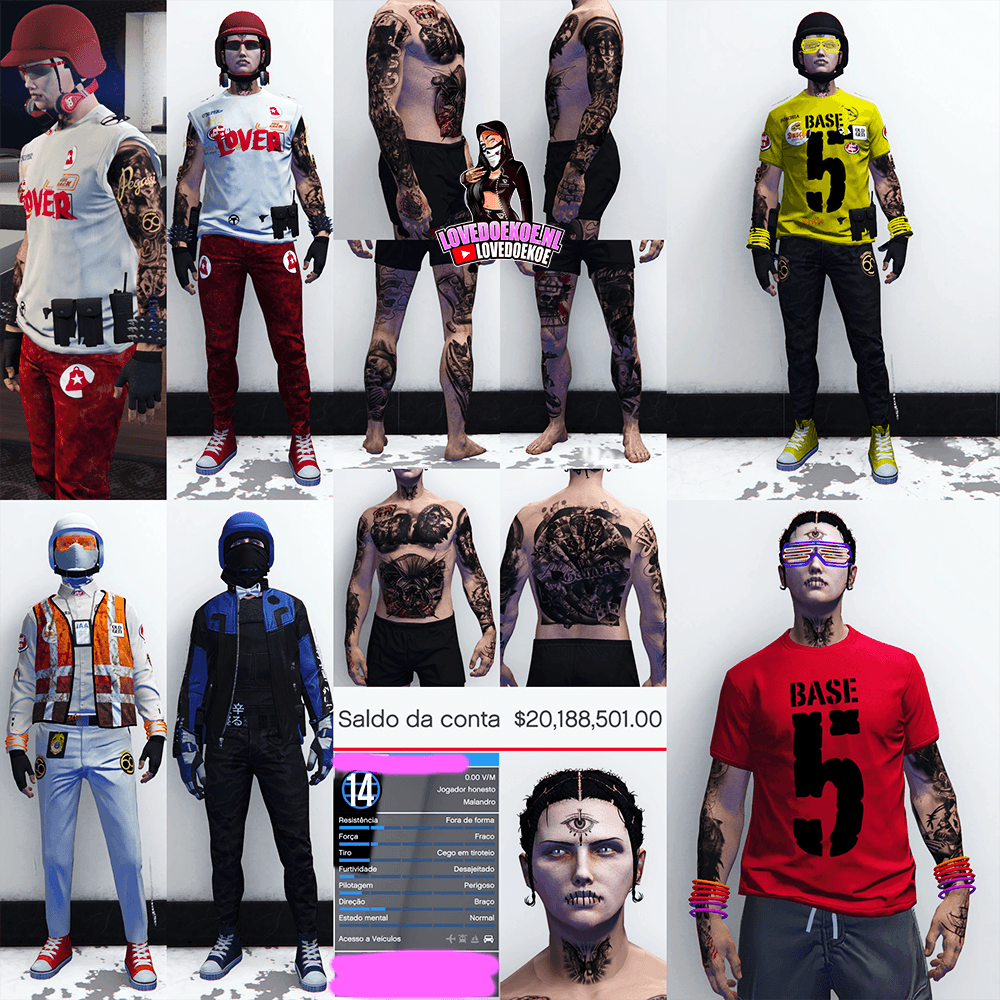 HANDMADE STARTER ACCOUNT 🖤 LEVEL 14 • 20 MILLION • AESTHETIC CHARACTER • STACKED TATTOOS • SPECIAL UNLOCKS • MODDED OUTFITS • CLEAN K/D