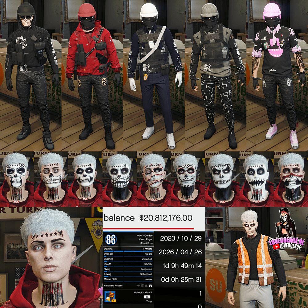 HANDMADE TRYHARD 2023 ACCOUNT 🖤 LEVEL 86 • 20 MILLION • AESTHETIC CHARACTER • STACKED TATTOOS • MODDED OUTFITS • HALLOWEEN FACEPAINTS • PROPERTIES • CLEAN K/D