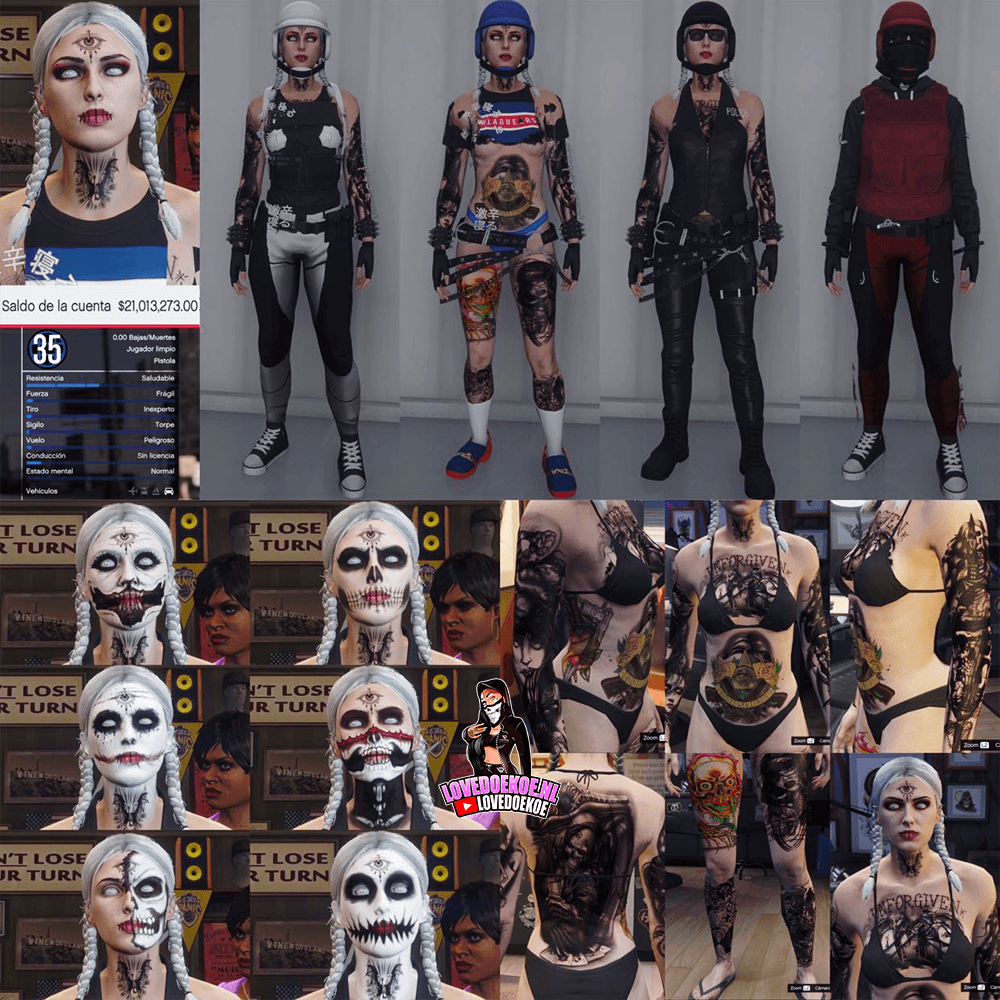 HANDMADE STARTER ACCOUNT 🖤 LEVEL 35 • 21 MILLION • AESTHETIC CHARACTER • STACKED TATTOOS • MODDED OUTFITS • HALLOWEEN FACEPAINTS • CLEAN K/D