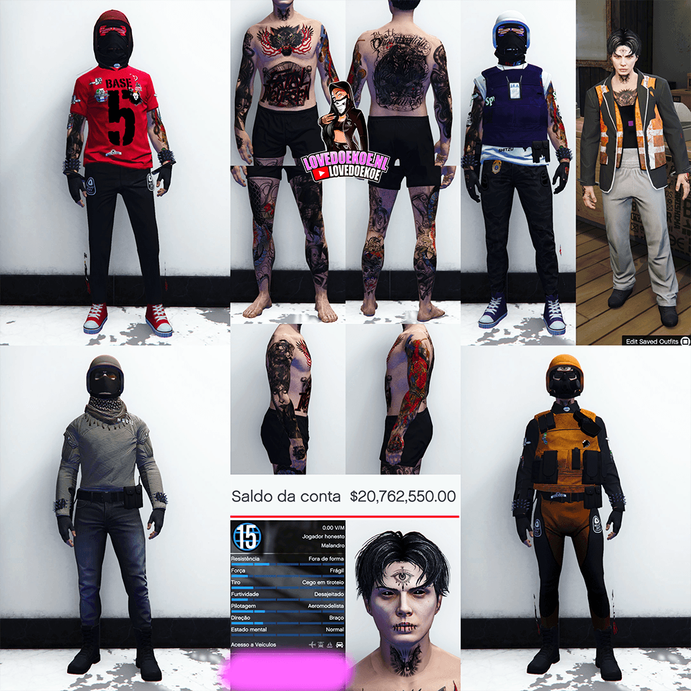 HANDMADE STARTER ACCOUNT 🖤 LEVEL 15 • 20 MILLION • AESTHETIC CHARACTER • STACKED TATTOOS • SPECIAL UNLOCKS • MODDED OUTFITS • CLEAN K/D