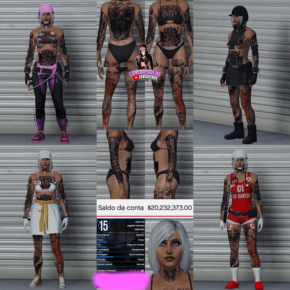 HANDMADE STARTER ACCOUNT 🖤 LEVEL 15 • 20 MILLION • AESTHETIC CHARACTER • STACKED TATTOOS • MODDED OUTFITS • CLEAN K/D
