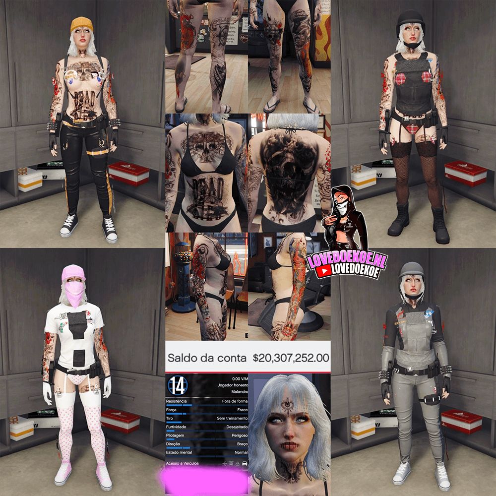 HANDMADE STARTER ACCOUNT 🖤 LEVEL 14 • 20 MILLION • AESTHETIC CHARACTER • STACKED TATTOOS • MODDED OUTFITS • CLEAN K/D