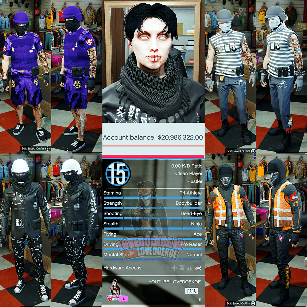 HANDMADE STARTER ACCOUNT 🖤LEVEL 15 • 20 MILLION • FASTRUN • AESTHETIC CHARACTER • MODDED OUTFITS • CLEAN K/D