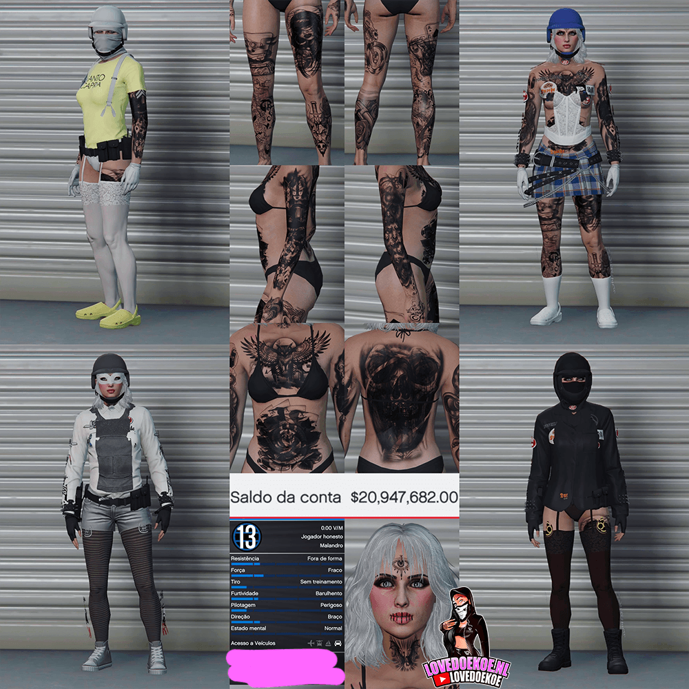 HANDMADE STARTER ACCOUNT 🖤 LEVEL 13 • 20 MILLION • AESTHETIC CHARACTER • STACKED TATTOOS • MODDED OUTFITS • CLEAN K/D