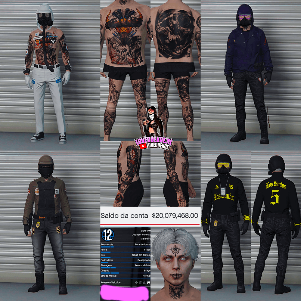 HANDMADE STARTER ACCOUNT 🖤LEVEL 12 • 20 MILLION • AESTHETIC CHARACTER • STACKED TATTOOS • MODDED OUTFITS • SPECIAL UNLOCKS • CLEAN K/D