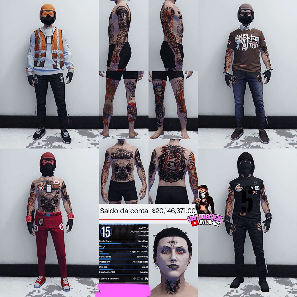 HANDMADE STARTER ACCOUNT 🖤 LEVEL 15 • 20 MILLION • AESTHETIC CHARACTER • STACKED TATTOOS • MODDED OUTFITS • PROPERTIES • CLEAN K/D