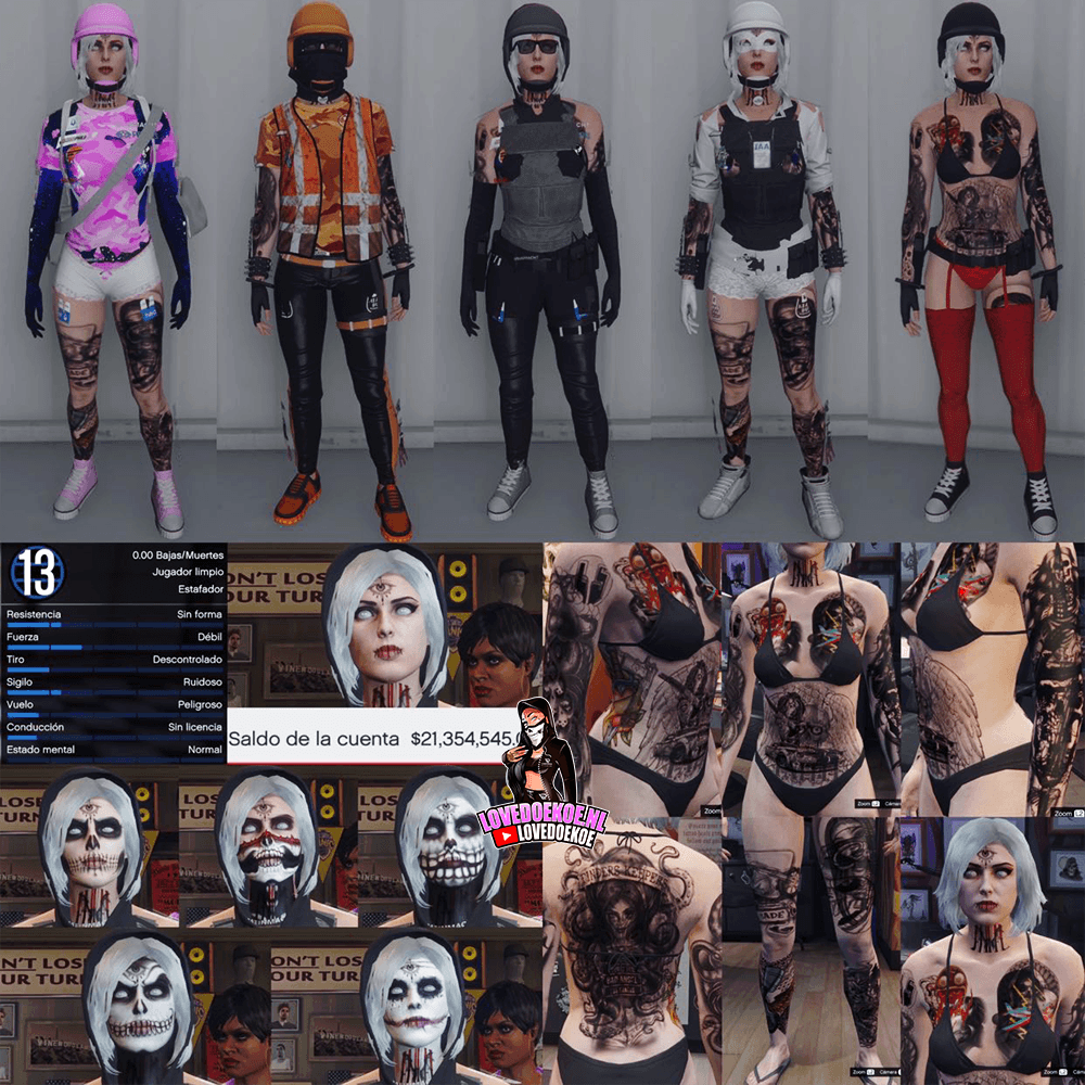 HANDMADE STARTER ACCOUNT 🖤 LEVEL 12 • 21 MILLION • AESTHETIC CHARACTER • STACKED TATTOOS • MODDED OUTFITS • PROPERTIES • HALLOWEEN FACEPAINTS • CLEAN K/D