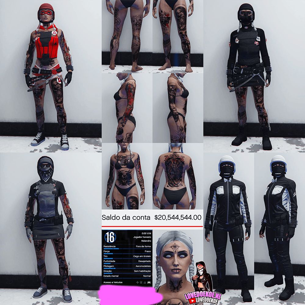 HANDMADE STARTER ACCOUNT 🖤LEVEL 16 • 20 MILLION • AESTHETIC CHARACTER • STACKED TATTOOS • MODDED OUTFITS • PROPERTIES • CLEAN K/D