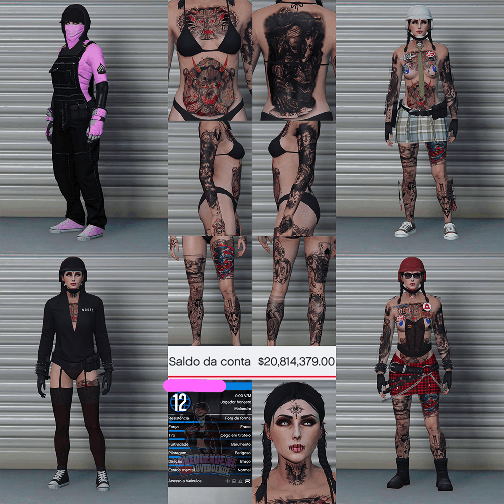 STARTER ACCOUNT👸🩷LEVEL 12 • 20 MILLION • AESTHETIC CHARACTER • STACKED TATTOOS • MODDED OUTFITS • PROPERTIES • CLEAN K/D &amp; MORE🖤